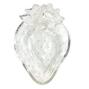 Mikasa Strawberry Shaped Vtg Trinket Candy Dish Textured Glass Studio Nova 4.5"